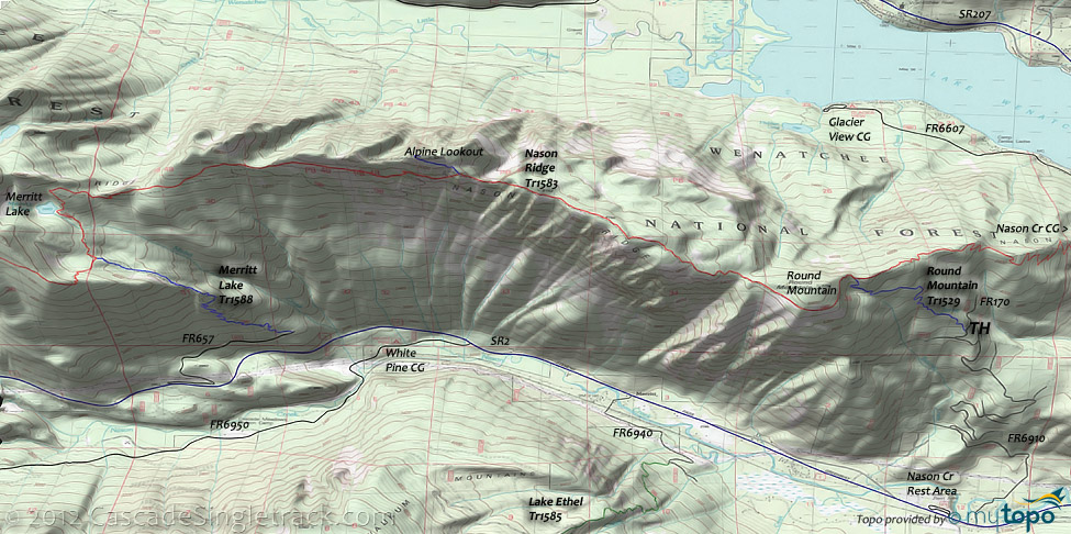 Nason Ridge, Merritt Lake Trail #1583 Topo Map