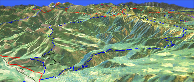 3D view of Quartz Mountain, Quartz Creek Trail #949