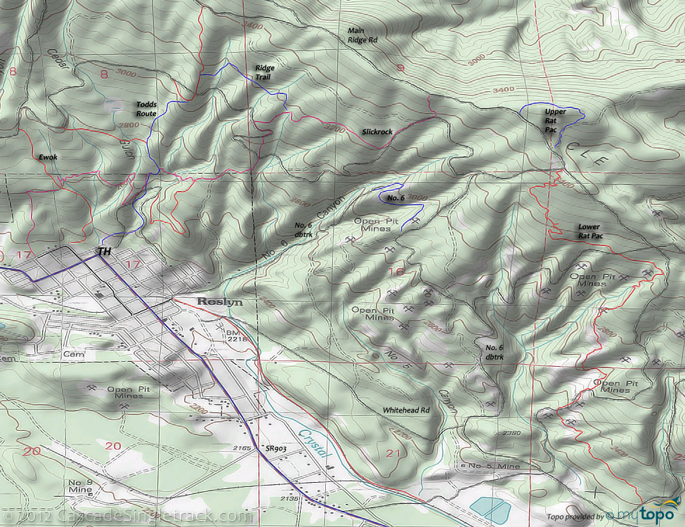 Rat Pac,Ewok,Slickrock,Todd's Route,Number Six Trails Topo Map