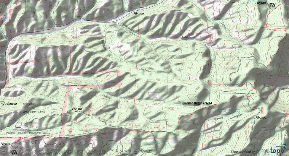 Steliko Ridge Trail 1454 Topo Map