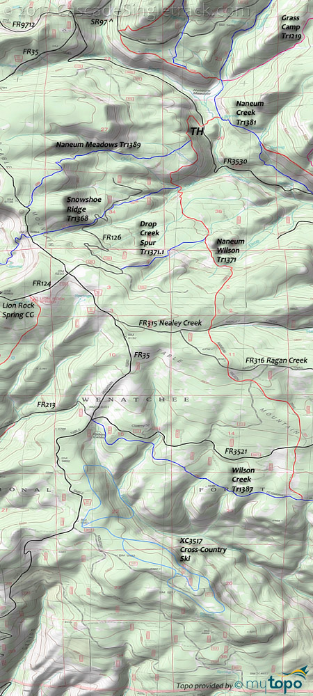 Naneum Wilson, Wilson Creek, Snowshoe Ridge, Naneum Meadows, Drop Creek Spur Topo Map