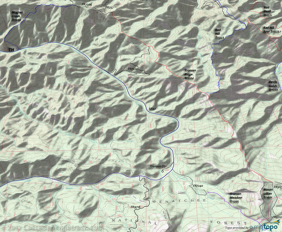 Magnet Creek, Tronsen Meadow, Tronsen Ridge Trail 1204 Topo Map