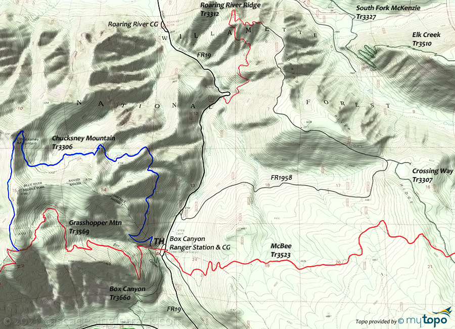 View of Chucksney Mountain, McBee Topo Map