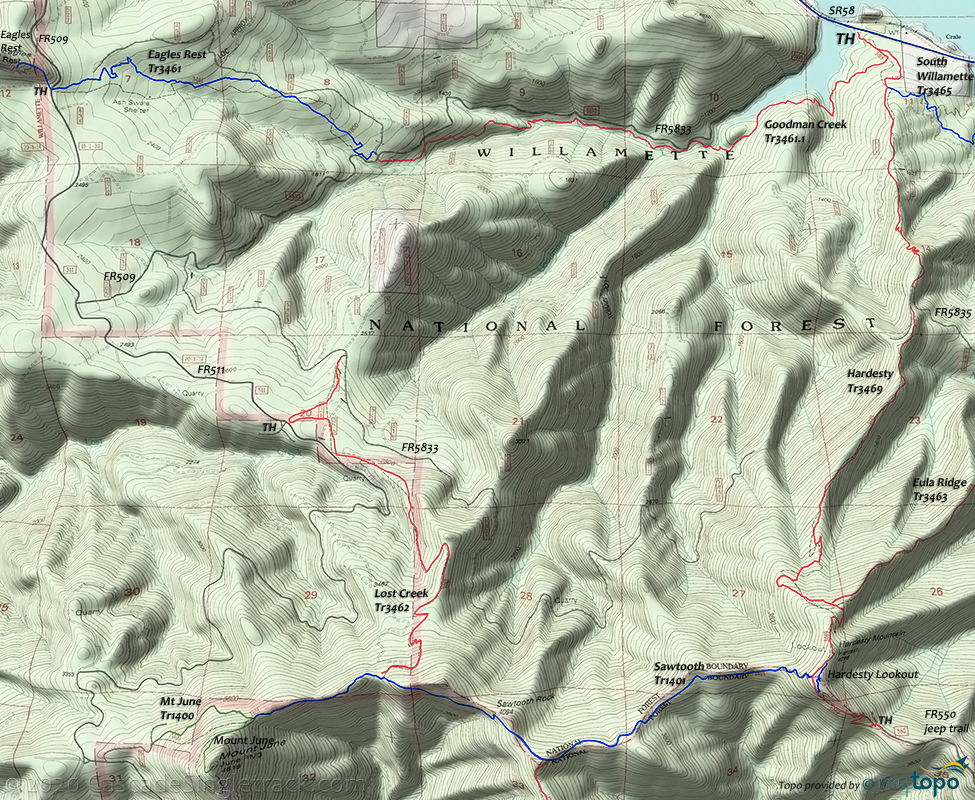 Hardesty Mountain Trail #3469 Topo Map