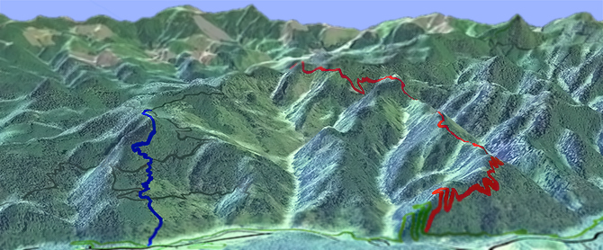 3D view of Clarke Butte to Jones Trail #3472