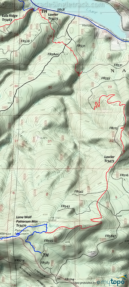 Lawler, Lone Wolf to Patterson Mountain Trail #3473 Topo Map