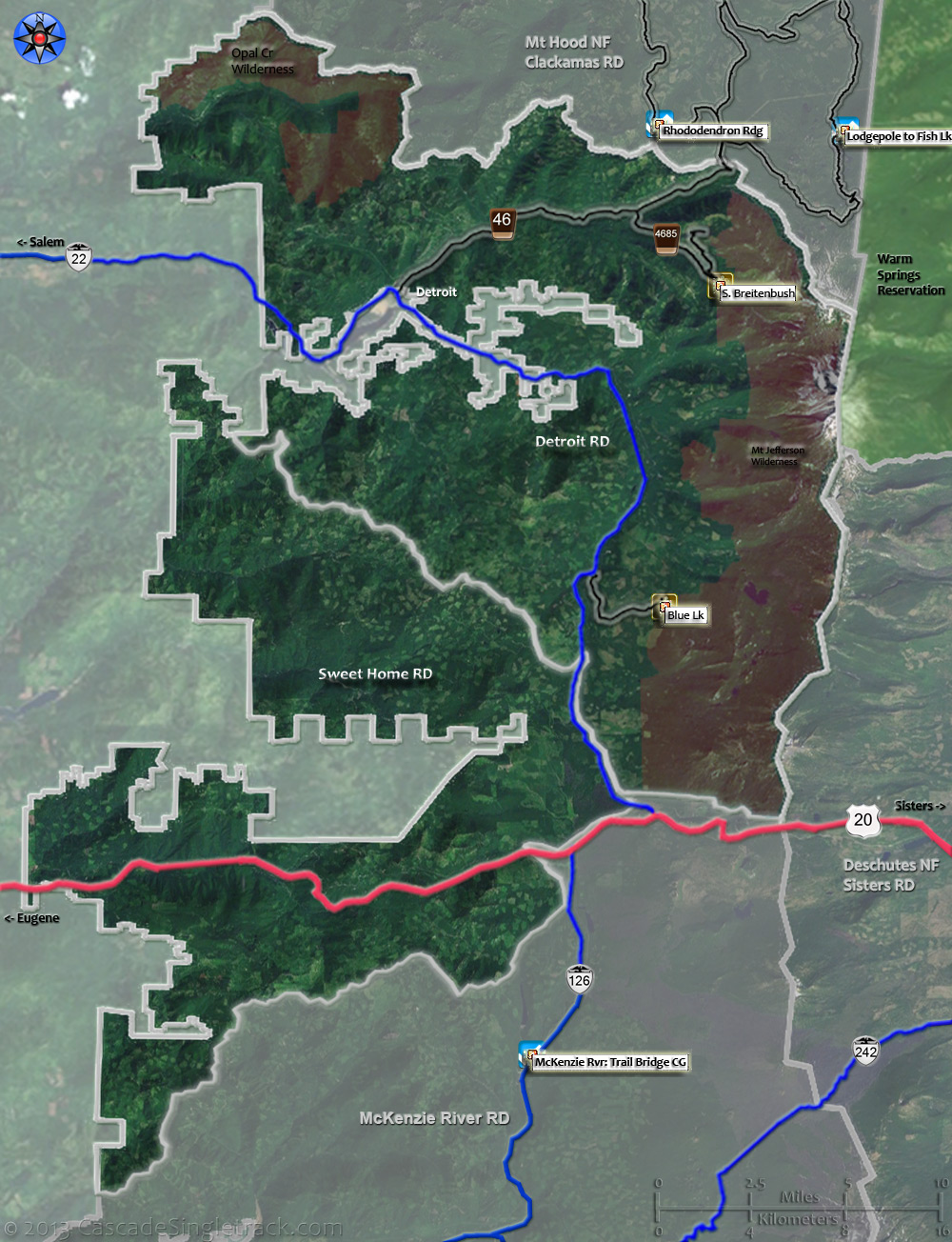 Willamette National Forest Detroit and Sweet Home Mountain Bike and Hiking Trails