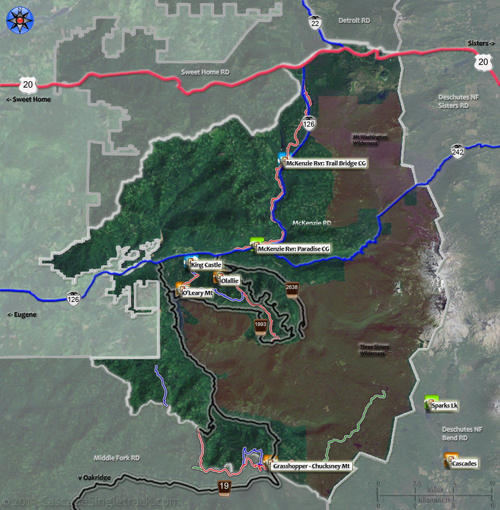Willamette National Forest McKenzie River Area Mountain Bike Trails